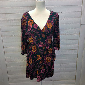 Hunter Green Dress with Orange and Purple flowers